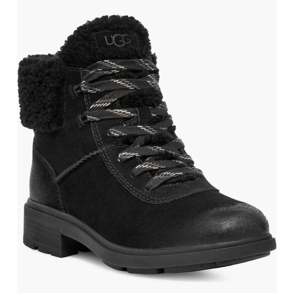UGG Boots Harrison Cozy 10 Lug Lace-Up Waterproof Outdoor Suede Fur Winter Snow